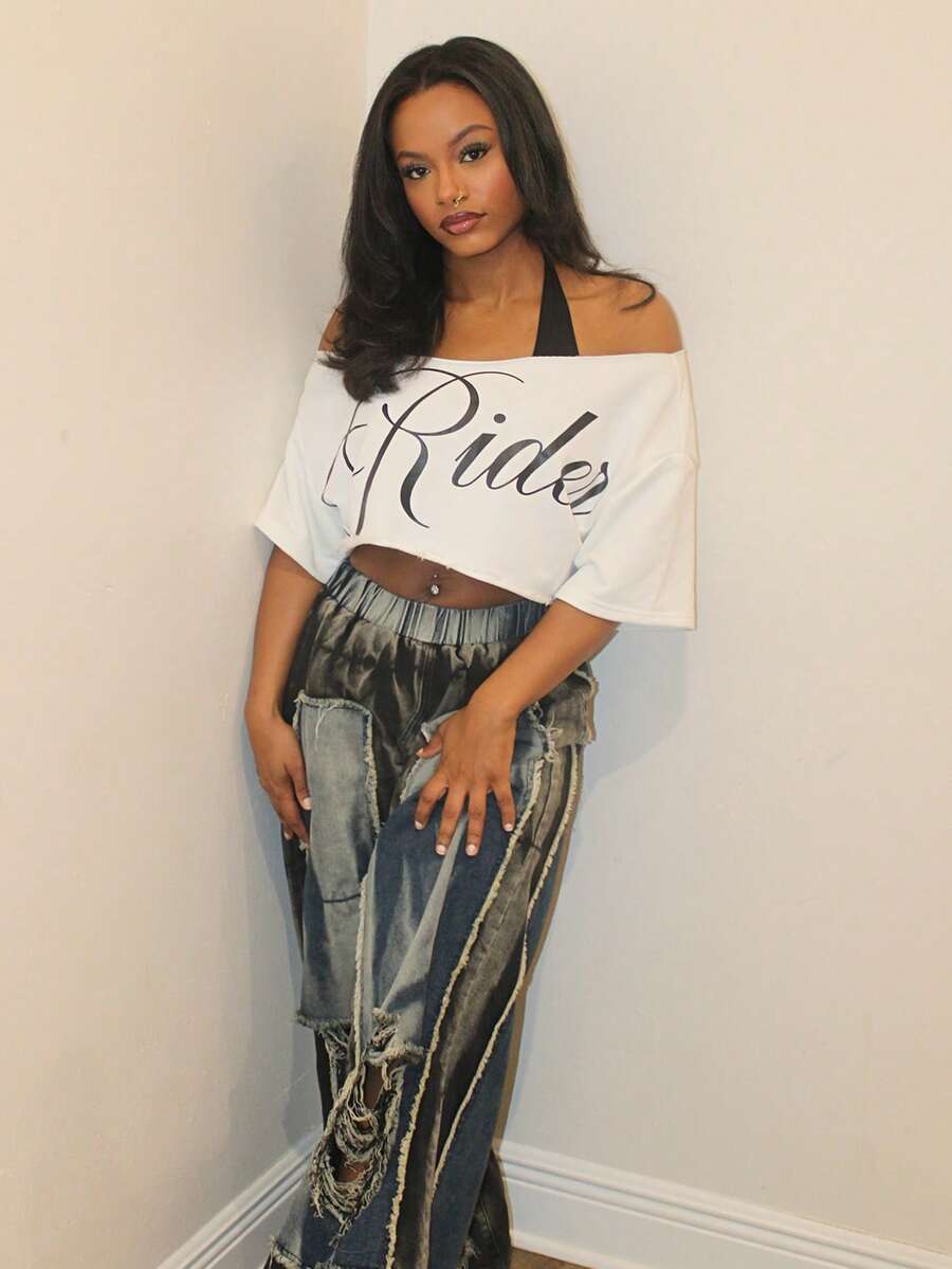 Steph T Quần Jeans Ống Rộng Rách Co Giãn Lưng Thun Cho Nữ Quần Jeans Denim Thường Ngày Quần Jeans Rách Cổ Điển Y2K Thời Trang Đường Phố Quần Dài Rộng Cho Mặc Hàng Ngày - Nhiều màu - Xem 1