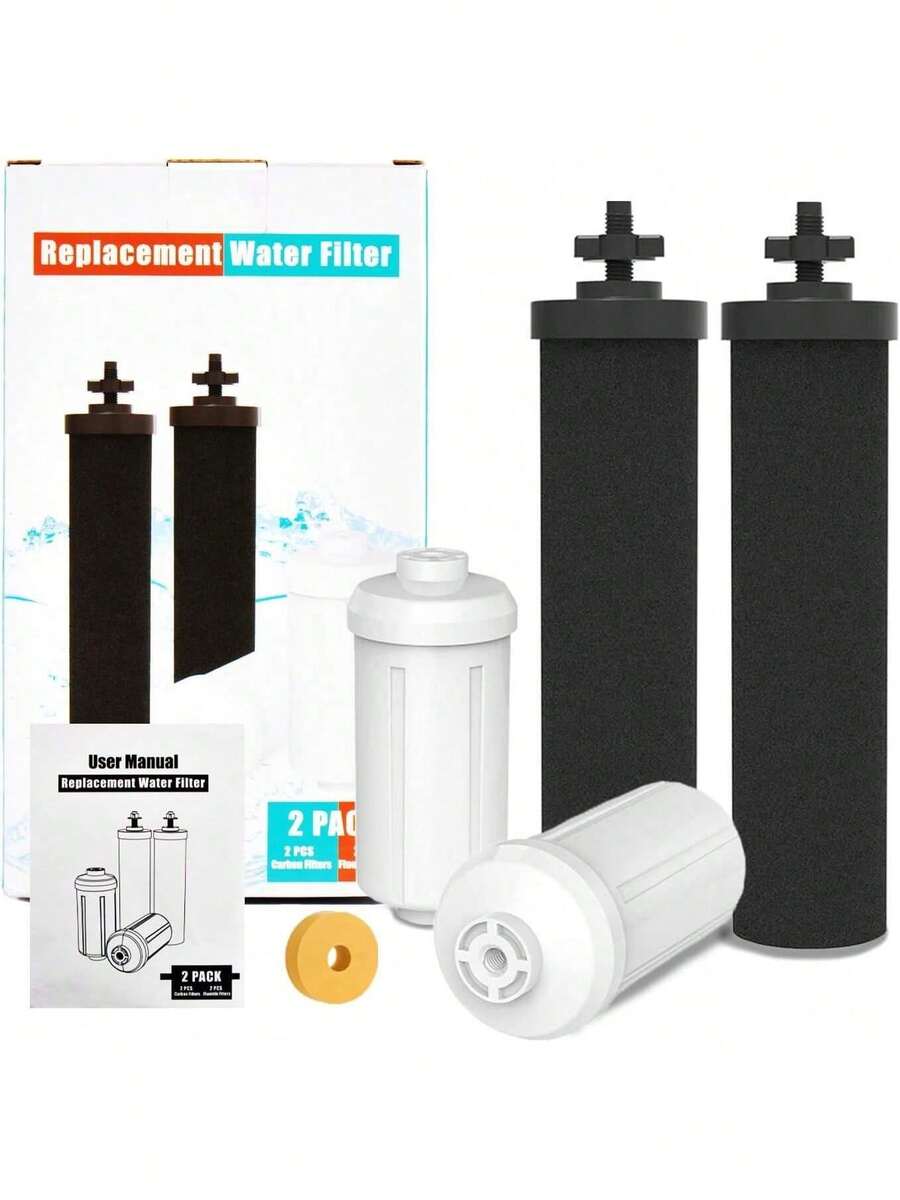 Berkey Gravity Water Filter System Replacement For Berkey Water Filter, 2 Activated Carbon Filters And 2 Fluoride Filters Compatible With Purifiers , Pack Of 4 - Bộ lọc cơ bản gồm 4 - Xem 1