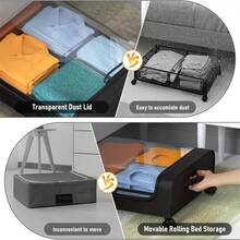 1pc Under Bed Storage Box With Wheels And Lid - Metal Storage Bin, Space Saving Organizer For Clothes, Beddings, Shoes, Blankets And Toys, Nefeya Classic Rectangle Plastic Storage Container With Flip-Top Lid, Multipurpose Space Saving - Multicolor - View 7