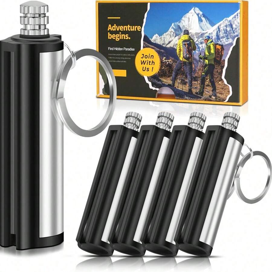 5 Stück passt leichter, wasserdicht, Edelstahl Schlüsselanhänger passt Feuerzeuge für BBQ, Kerzen, Überleben, Outdoor-Camping-Kit (brauchen Feuerzeug Flüssigkeit), Haushalt Küche verwenden, Männer Frauen Gadgets - 5PCS-LF06-DE - Übersicht 1