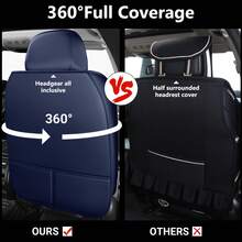 Breathable Luxury Nappa Leather + Ice Silk Car Seat Cover 4 Season Use Front Back Rear Cushion Full Wrapped Protector Universal Fit For 95% Cars SUV Truck - Blue - View 9