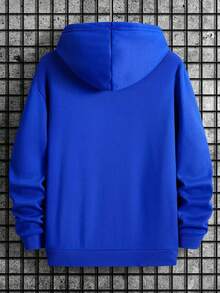 Cold Weather Blouse - Kangaroo - Personalized BOS Writing Design - Premium Knit - 30.1 - 100% Cotton - Casual - Warm - Winter Spring / Autumn Regular Fit Pocket Drawstring - Royal Blue - View 4