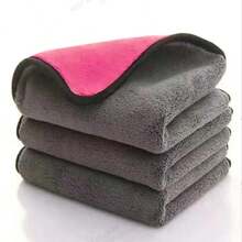 3 件装超细纤维汽车干毛巾 11.8 英寸 X 11.8 英寸 超大号汽车清洁吸水干车布窗户清洁剂干燥器灰粉色 - 粉色 - 查看 12