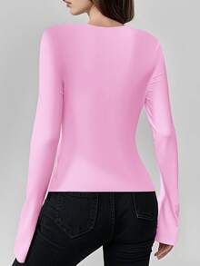 Fishing Is My Therapy Fish Waves An Elegant And Versatile Women's Round Neck Long Sleeve Slim Fit T-Shirt, Vintage Y2K  Fashion Clothes, Back To School Clothes , Fall Clothes For Women Tops - Hồng - Xem 2