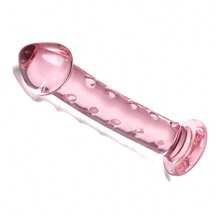 Pink Girl Heart Transparent Glass Dildo Sex Toy, Suitable For Male And Female Adult Products