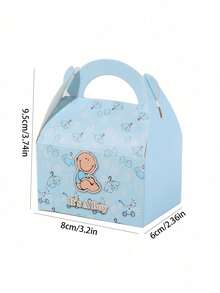 10 piezas/Paquete Recuerdos de fiesta Galletas dulces Caja de papel pequeña de regalo Bolsa de regalo Suministros para fiestas, bodas y cumpleaños, decoraciones para el hogar y fiestas - Azul - Ver 2