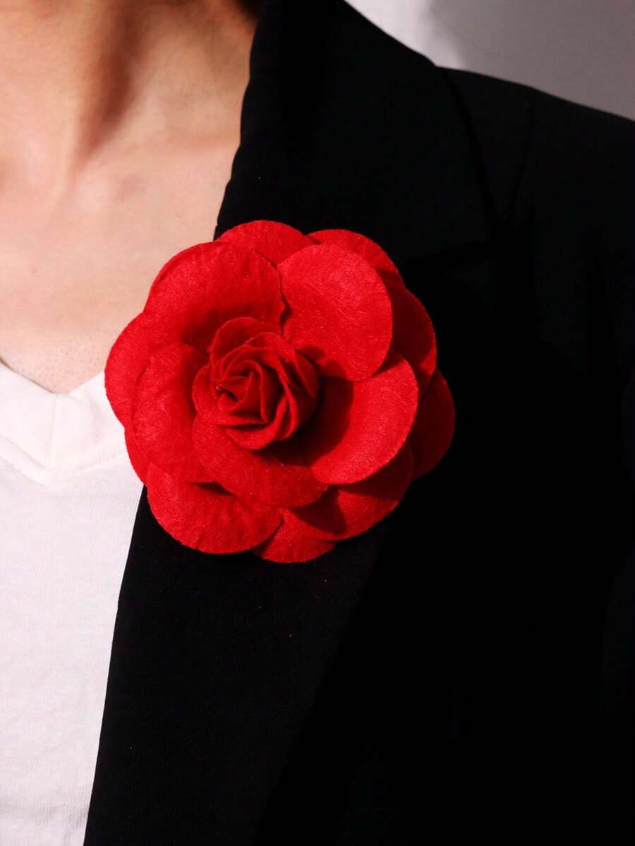 Broșă floare camelie lucrată manual de 8 cm - accesoriu la modă, material nețesut, florală, broșă Halloween