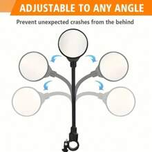 360° Rotating Adjustable Bicycle Rearview Mirror | Wide-Angle Lens & Flexible Long Arm – Easy Installation For Mountain Bikes, Electric Scooters & Light Vehicles | Black ABS Frame, Rotundity Mirror | Essential  Bike Accessory