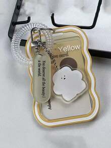 3 英寸 ID 保护套透明亚克力弹簧腕带卡夹，透明波浪形照片卡夹，轻巧耐用的钥匙扣吊坠带弹簧附件，适合日常使用的可爱配件