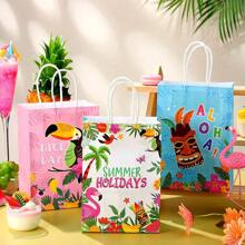 24 piezas/12 piezas/6 piezas/2 piezas Bolsas de regalo con temática hawaiana, bolsas de regalo de papel tropical para fiestas de cumpleaños y de género, suministros para fiestas hawaianas de verano, bolsas de regalo con asas adecuadas para decoraciones de fiesta de cumpleaños aloha