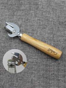 1pc Customized Wooden Handle Can Opener, Custom Name Can Opener, Handmade Bottle Opener, Engraved Can Opener, Multi-Purpose Can Opener, Camping Beer Bottle Opener, Kitchen Tool With Wooden Handle, Suitable For Kitchen, Camping, Baking, Etc., Perfect For Weddings, Parties, Housewarming, Corporate Gatherings And Other Events. - Khaki - View 5