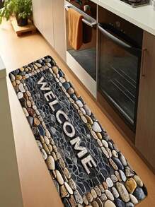 1/2pcs Welcome Home Pebble Printed Pattern Floor Mat - Non Slip Floor Mat, Suitable For Indoor/Outdoor Use, Perfect For Entranc Mats, Kitchen Mats, Laundry Room Mats, Bathroom Mats, Living Room Mats, Etc., Washable Area Mats
