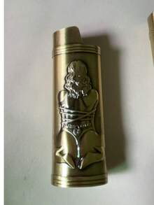 1 件性感女士浮雕金属打火机盒，适合 BIC J6 全尺寸打火机 - 时尚耐用的打火机盖，浮雕性感女士金属打火机盒，防风简约复古耐用
