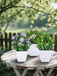 4 件/1 件小型假植物迷你人造植物带花适用于家庭房间办公室农舍浴室桌架室内装饰婚礼派对春季装饰。 - 彩色 - 查看 8