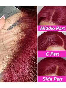 13*4 Transparent Lace Front Human Hair Wig, Pre-Plucked Brazilian Remy Hair Short Bob Wig, Wine Red Straight Hair 8-10 Inch Pixie Cut Wig