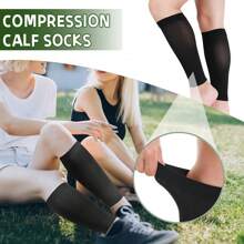2pcs/Set Sports Compression Socks, Multifunctional Leg Accessory | Gradient Compression, Cross-Shaped Calf Sleeve, Leg Support, Graduated Pressure Socks, Relieve Leg Fatigue From Long Standing, Suitable For Travel, Flight, Long Periods Of Standing, Unisex, Black, Nude