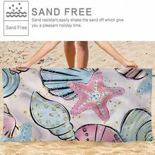 1 قطعة منشفة سميكة بنمط الصدف، منشفة من ألياف فائقة النعومة، منشفة شاطئ صيفية، حصيرة عشب، حصيرة يوغا، مناسبة للاستخدام في حمام السباحة والتخييم والسفر والشاطئ والوشاح