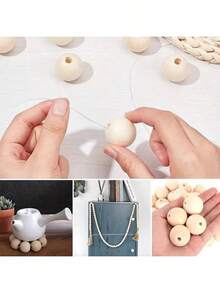 100 piezas/Paquete Cuentas de madera naturales, cuentas de madera para manualidades DIY - Caqui - Ver 4