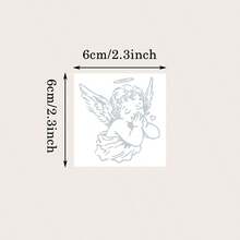 4 张/套可爱天使妆容设计临时纹身，防水防汗人体艺术纹身，逼真无反光，持久不永久，适合男士和女士，理想的礼物 - 棕色 - 查看 4