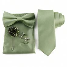ZONFAZ Set de 5 piezas de accesorios de traje para hombre que incluye corbata, pajarita, pañuelo de bolsillo, gemelos y broche en unicolor clásico y versátil, adecuado para bodas, ceremonias y combinación diaria de trajes