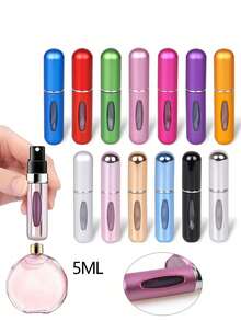 1/5pcs 5ML Refillable Perfume Atomizer Bottle, Travel Spray Perfume Bottle, Makeup Cosmetic Containers, Mini Portable Liquid Dispenser - Multicolor - View 1