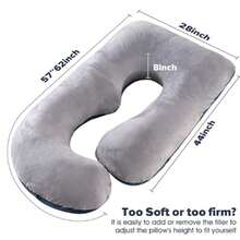 Sleeping Pillow For Pregnant Women, Full-Body Pregnant Women Pillow, With Removable And Washable Pillowcase To Support Back, Buttocks, Legs, And Abdomen, Suitable For Pregnant Women - 藍灰色 - 查看 2