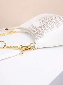 1 件柔软 PU 单肩腋下包，优雅单肩包，休闲百搭纹理链条斜挎包，纯色休闲日常包适合日常使用 - 旅行、工作、购物、大学课堂、通勤、约会、女士礼物、商务通勤 - 白色 - 查看 10