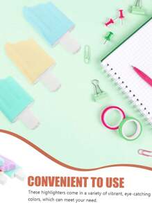 6 pezzi di evidenziatori a forma di gelato con disegni cartoni animati, adatti come premi, ricompense e regali per studenti, accessori per la scuola, ideali per uso domestico, scolastico e in ufficio