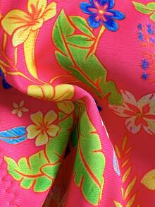 女士新款西式时尚沙滩度假休闲碎花露背比基尼两件套泳衣夏季