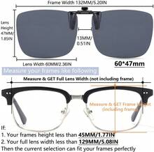 CAXMAN Polarized Clip On Sunglasses Over Prescription Glasses For Men Women UV Protection - Grey - View 4