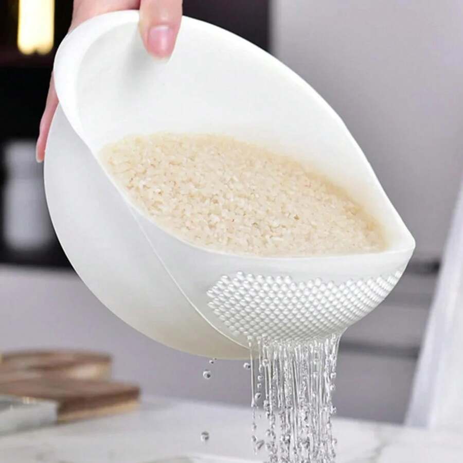 1pc - Plastic Drain Basket, Rice Bowl, Drain Basket, Fruit Bowl, Laundry Basket, Handle, Home Kitchen Organizer