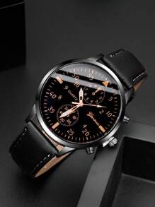 5 Stücke modische businesskasual Herren Uhr, runde Quarzuhr mit Fake-Drei-Augen-Design, kombiniert mit Totenkopf-PU-geflochtenem Armband und Holzperlen-Armband Set, geeignet für den täglichen Lässig-Stil und Urlaubsoutfits, das perfekte Geschenkset für Männer.