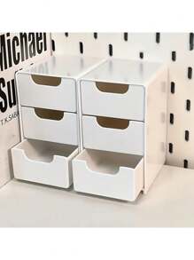 1/2 Stücke/Set, 3-stufiger Make-up-Organizer aus Kunststoff mit Schubladen – kompakte Kosmetik-Aufbewahrungsbox für die Arbeitsplatte für Schmuck und Bürobedarf – nicht elektrischer Schreibtisch-Organizer für den Schulanfang