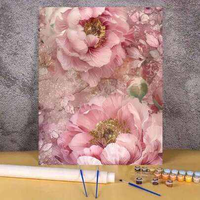 1 套充满活力的花卉数字绘画套装，DIY 成人手工艺品，无框艺术绘画用品，适用于卧室和墙壁装饰，适合初学者的简单而有趣的绘画过程，实现您的画家梦想，沉浸在色彩缤纷的世界中，每一笔都是自我表达，为生活增添浪漫，送给家人和朋友的最佳礼物，节日礼物，40 * 50 厘米