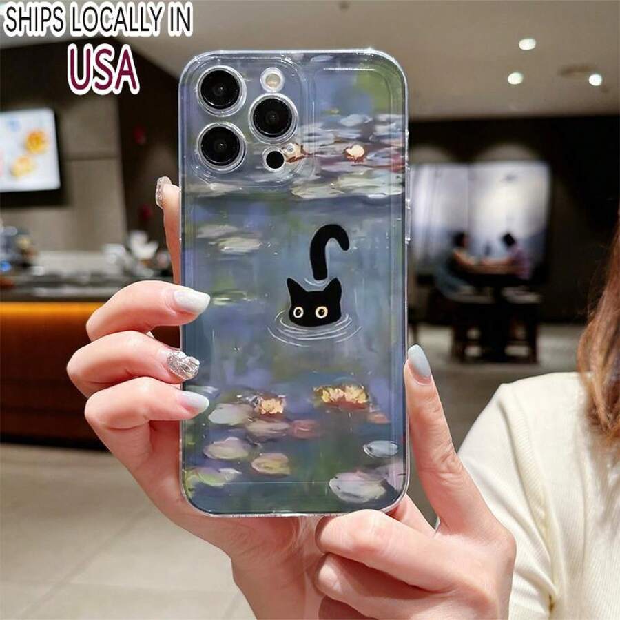 Cartoon Cat Pattern Phone Case, Decorative Phone Protector Cover, Phone Accessories Compatible With IPhone 11 12 13 14 15 Pro Max
