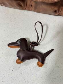 Dachshund Dog Chocolate Charm Blogger Same Style Niche Personalized DIY Accessory PU Dog Pendant Hanging Rope Pendant Bag Decor Charm - Brown - View 4