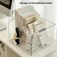 3pcs Transparent Desktop File Organizer - Multi-Purpose Bookshelf & Stationery Storage Box With Non-Slip Base, Clear Acrylic Document Holder - For Office Desk, Home Study, School Supplies Organization - Modular Paper Tray - Workspace Declutter Tool - Book Display Stand - Office Essentials - Minimalist Desk Organizer,Back To School
