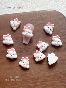 30 Pcs Cute Teddy Dog Shaped Resin Nail Art 3D Decorations