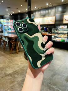 1pc Dark Green Asymmetrical Wave Liquid TPU Shock-Proof Protective Phone Case Suitable For Apple /Android Phones: Galaxy A51 4G/A52/A52s 5G/S23 Ultra/A13 4G/A12, OPPO A54, Apple 15 Pro Max, Galaxy A04E/A05S/A34/S24 Ultra 5G, Redmi Note 13, Galaxy A14/A32 4G