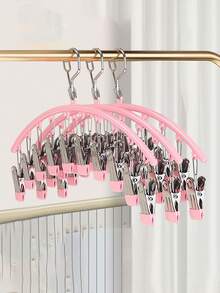 1 Peça Pregador de Roupa Aleatório de Aço Inoxidável, Clipe Multiuso À Prova de Vento para Meias, Cabide de Roupa em Formato de Arco, Economiza Espaço, Multiuso para Roupas Íntimas, Calças de Ioga, etc. Clipe de Secagem, Secador de Roupas de Verão para Cima e Embaixo, Cabide Organizador com 10 Clipes, Adequado para Casa, Escola, Hotel e Acessórios de Viagem, Temporada de Volta às Aulas, Acessórios Domésticos