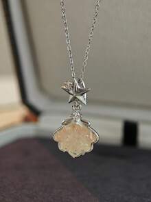 1 Pc Simple Cute Flower Star Pendant Necklace, Suitable For Women, Daily Wear And Halloween Gift - Flower Pentagram Necklace - View 3