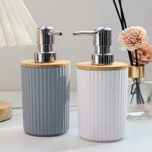 1pc Minimalist Wooden Lid Refillable Liquid Soap Dispenser, Luxury Pump Bottle For Hand Wash, Body Wash, Lotion - Multi-Purpose Dispenser For Kitchen, Bathroom, Bedroom, Living Room Home Decor, Suitable For Summer - Multicolor - View 5