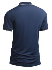 Set de 2 camisas polo de verano para hombre con cuello de contraste, transpirables y cómodas, de manga corta y ajuste regular para uso casual y de negocios