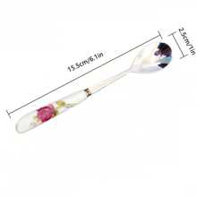 12PCS/Set Elegant Tableware, Ceramic Handle Floral Design, Including Ice Cream Spoon, Fruit Salad Fork, Stainless Steel Coffee Spoon, Dessert Spoon, Dessert Fork, Mixing Spoon, Tea Spoon, Seasoning Spoon, Honey Spoon, Suitable For Family Gathering & Afternoon Tea