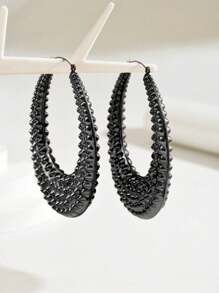 1 par de pendientes elegantes de aro grande de hueso clavicular de moda, exagerados, personalizados, nuevos, creativos y versátiles