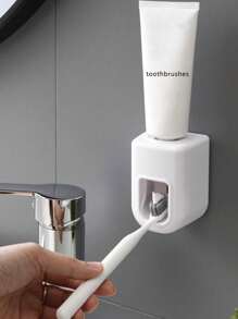 1 pièce Distributeur de dentifrice style scandinave automatique pour les murs de salle de bain, sans perçage requis, support de brosse à dents simple et décontracté, rentrée scolaire