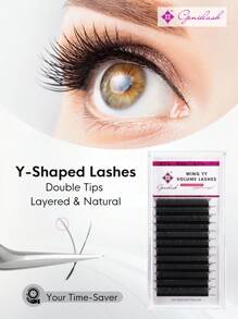 Genielash YY Shape Eyelash Extensions 12Rows 0.07 D Curl Professional Volume Eyelashes Double Tips Premade Fan Lash Extensions