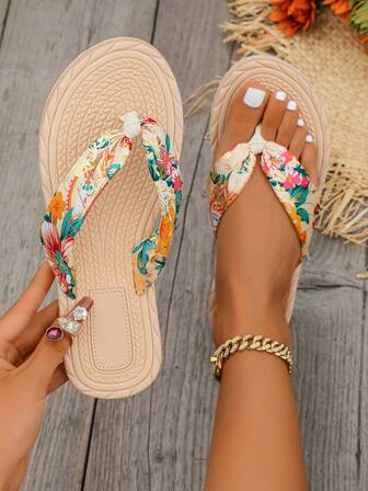 Eleganta klassiska leopardmönstrade halkfria flip-flops för utomhusbruk, sommar för dam