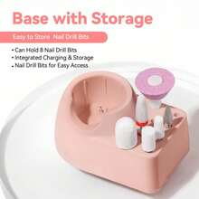 Portable Electric Nail Drill, Cordless Rechargeable Nail File With Base & Multiple Drill Bits, For Gel Acrylic Nails, Manicure Pedicure At Home Salon, Ideal Daily Use & Holiday Gift For Women - 粉色 - 查看 6