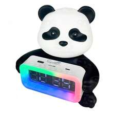 Caixa De Som Urso Panda Com Relógio 5W Eletromex EL-1075 - Preto e Branco - Visão 3